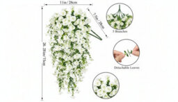 4 Pcs Artificial Hanging Basket Plants Silk Flower Vine Home Outdoor Decor - thumbnail 2