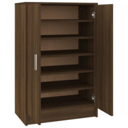 Berkfield Shoe Cabinet Brown Oak 60X35X92 Cm Engineered Wood - thumbnail 2