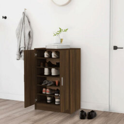 Berkfield Shoe Cabinet Brown Oak 60X35X92 Cm Engineered Wood