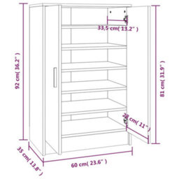 Berkfield Shoe Cabinet Brown Oak 60X35X92 Cm Engineered Wood - thumbnail 8