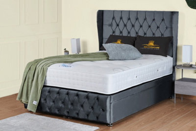 UKBEDFURNITURE Edwina Plush Steel End Opening Divan Ottoman Bed With 54 Inch Headboard & 10 Inch Orthopaedic Mattress - image 1