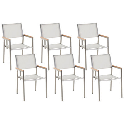 Beliani Set Of 6 Garden Chairs Grosseto Stainless Steel White - image 1