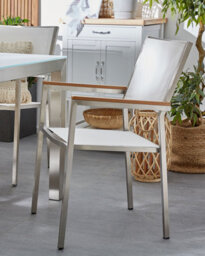 Beliani Set Of 6 Garden Chairs Grosseto Stainless Steel White - thumbnail 2