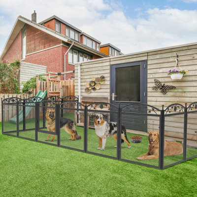 Bingopaw Black 8 Panels Solid Metal Pet Playpen Outdoor Exercise Enclosure Garden Fence With Door, Mat 126X126X88Cm - image 1