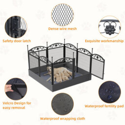 Bingopaw Black 8 Panels Solid Metal Pet Playpen Outdoor Exercise Enclosure Garden Fence With Door, Mat 126X126X88Cm - thumbnail 9