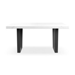 More4Homes Aria 4-6 Seater Dining Table Modern White Marble Effect Table Top W Black Legs - thumbnail 3