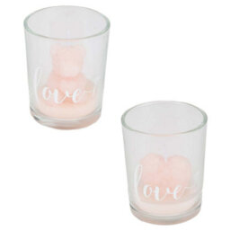 Valentines Scented Rose Candle Heart Glass Romantic Gift 6. 5Cm Pink - thumbnail 7