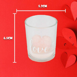 Valentines Scented Rose Candle Heart Glass Romantic Gift 6. 5Cm Pink - thumbnail 2