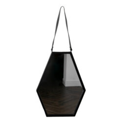 Native Home & Lifestyle Hexagon Black Metal Mirror With Leather Strap - thumbnail 4
