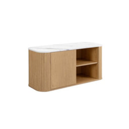 Kagu Small Tv Unit Fluted Ribbed Oak & Marble Effect - thumbnail 8