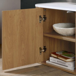 Kagu Small Tv Unit Fluted Ribbed Oak & Marble Effect - thumbnail 5