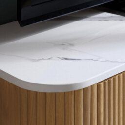 Kagu Small Tv Unit Fluted Ribbed Oak & Marble Effect - thumbnail 6