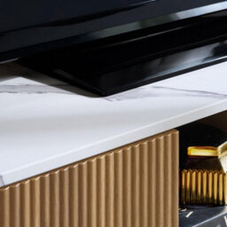 Kagu Small Tv Unit Fluted Ribbed Oak & Marble Effect - thumbnail 7