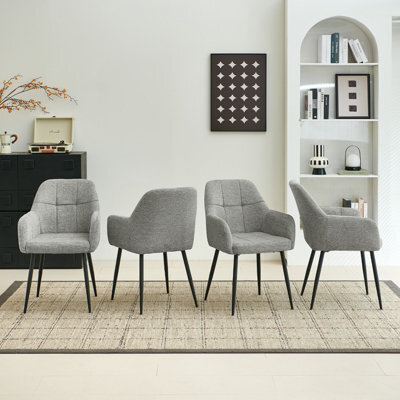 Sonara Ergonomic Dining Chairs Set Of 4 With Plush Chenille Upholstery And Metal Legs - image 1