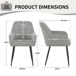 Sonara Ergonomic Dining Chairs Set Of 4 With Plush Chenille Upholstery And Metal Legs - thumbnail 3