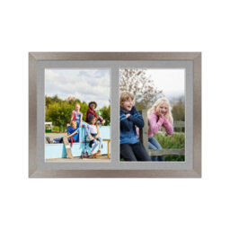 AK Frames 20X14 Aluminum Modern Multi Photo Frame With Silver Mount - Holds 2 Apertures (2X) A4 Photos
