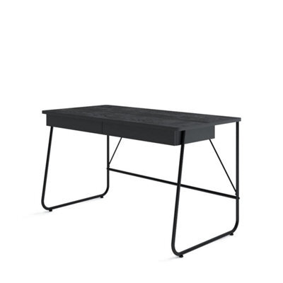 Arte Elegant Oak Chestnut Desk H770mm W1350mm D670mm - Modern Design With Black Metal Legs - image 1