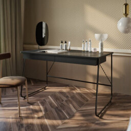 Arte Elegant Oak Chestnut Desk H770mm W1350mm D670mm - Modern Design With Black Metal Legs - thumbnail 5