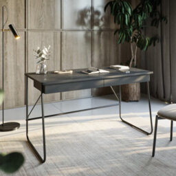 Arte Elegant Oak Chestnut Desk H770mm W1350mm D670mm - Modern Design With Black Metal Legs - thumbnail 4