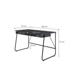 Arte Elegant Oak Chestnut Desk H770mm W1350mm D670mm - Modern Design With Black Metal Legs - thumbnail 3
