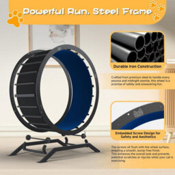 Gtplayer Cat Wheel 90 Cm Metal Large Cats Exercise Running Wheel For Indoor Cats With Teaser Removable Carpet Cat Treadmill, Blue - thumbnail 5