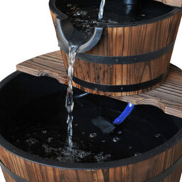 Outsunny Wooden Water Pump Fountain 2 Tier Cascading Feature Garden Deck - thumbnail 8