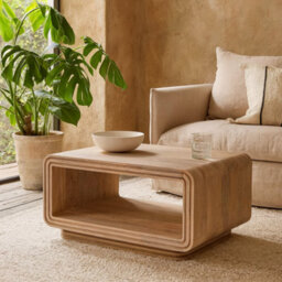Wyld Haus Arizona Carved Mango Wood Open Coffee Table, Natural Brown, 850 X 450 mm - thumbnail 1