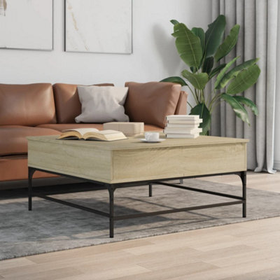 Walplus Coffee Table Sonoma Oak 95X95X45 Cm Engineered Wood And Metal - image 1