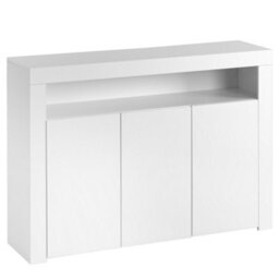 High Gloss Sideboard Display Cabinet With Led Lights And 3 Doors, White - thumbnail 9