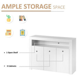 High Gloss Sideboard Display Cabinet With Led Lights And 3 Doors, White - thumbnail 7