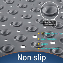 Ameha Shower Bath Mat Non Slip - Grey 38X70 Cm Bathroom Mats With Strong Suction Cups Grip And Drain Holes Anti Mould Shower Mats - thumbnail 8