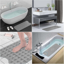 Ameha Shower Bath Mat Non Slip - Grey 38X70 Cm Bathroom Mats With Strong Suction Cups Grip And Drain Holes Anti Mould Shower Mats - thumbnail 9