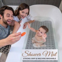 Ameha Shower Bath Mat Non Slip - Grey 38X70 Cm Bathroom Mats With Strong Suction Cups Grip And Drain Holes Anti Mould Shower Mats - thumbnail 1