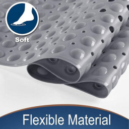 Ameha Shower Bath Mat Non Slip - Grey 38X70 Cm Bathroom Mats With Strong Suction Cups Grip And Drain Holes Anti Mould Shower Mats - thumbnail 5
