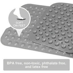 Ameha Shower Bath Mat Non Slip - Grey 38X70 Cm Bathroom Mats With Strong Suction Cups Grip And Drain Holes Anti Mould Shower Mats - thumbnail 6