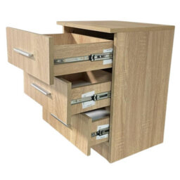 Interior Emporium 3-Drawer Bedside Table - Compact Nightstand With Storage - Modern Bedroom Furniture (Oak) - thumbnail 5