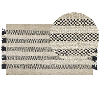 Beliani Rug Tacettin White 80 X 150 Cm Wool - image 1