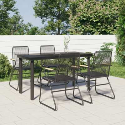 Berkfield 5 Piece Garden Dining Set Black Pvc Rattan - image 1
