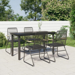 Berkfield 5 Piece Garden Dining Set Black Pvc Rattan