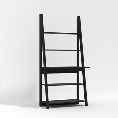 LPD Tiva Black Ladder Desk - Sleek Design With 3 Shelves & Functional Workspace W 84 X L 50 X H 175.4 Cm - image 1