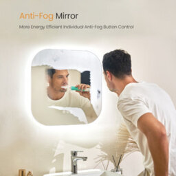 Emke Illuminated Bathroom Mirror 500X500mm Frameless Wall Mounted Mirror With Touch, Anti-Fog, Dimmable & 3 Colors - thumbnail 2