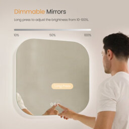 Emke Illuminated Bathroom Mirror 500X500mm Frameless Wall Mounted Mirror With Touch, Anti-Fog, Dimmable & 3 Colors - thumbnail 4