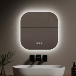 Emke Illuminated Bathroom Mirror 500X500mm Frameless Wall Mounted Mirror With Touch, Anti-Fog, Dimmable & 3 Colors - thumbnail 1