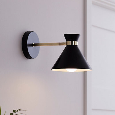 GoodHome Apennin Contemporary Matt Black Wired Wall Light - image 1