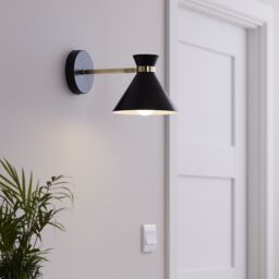 GoodHome Apennin Contemporary Matt Black Wired Wall Light - thumbnail 2