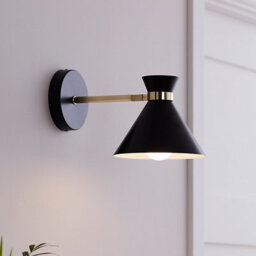 GoodHome Apennin Contemporary Matt Black Wired Wall Light - thumbnail 1