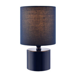 Happy Homewares Modern Midnight Blue Glossy Table Lamp With Cotton Fabric Shade - thumbnail 2