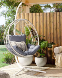 Beliani Hanging Chair With Stand Arco Metal White - thumbnail 2