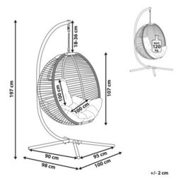 Beliani Hanging Chair With Stand Arco Metal White - thumbnail 3