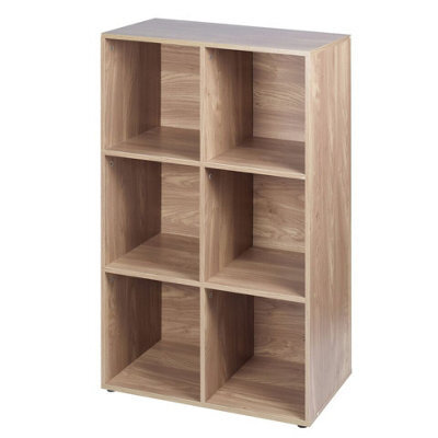 Urbn-Living Oak, White - 6-Cube Shelving Unit With Wooden Doors - image 1